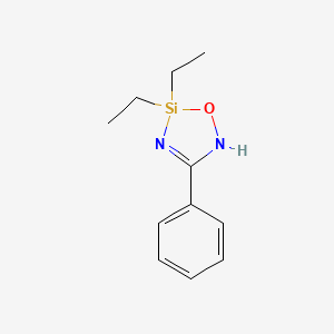 molecular formula C11H16N2OSi B14513631 2,2-Diethyl-4-phenyl-2,5-dihydro-1,3,5,2-oxadiazasilole CAS No. 62676-57-7