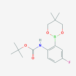 molecular formula C16H23BFNO4 B1451390 叔丁基 N-[2-(5,5-二甲基-1,3,2-二氧杂硼环-2-基)-4-氟苯基]氨基甲酸酯 CAS No. 1218791-08-2
