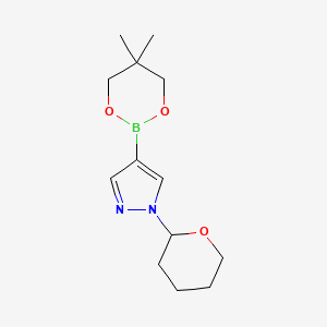 molecular formula C13H21BN2O3 B1451396 4-(5,5-二甲基-1,3,2-二氧杂硼环丁烷-2-基)-1-(四氢-2H-吡喃-2-基)-1H-吡唑 CAS No. 1072944-26-3