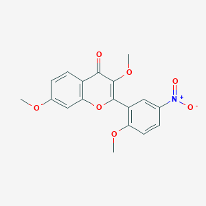 B14514097 3,7-Dimethoxy-2-(2-methoxy-5-nitrophenyl)-4H-1-benzopyran-4-one CAS No. 63486-79-3