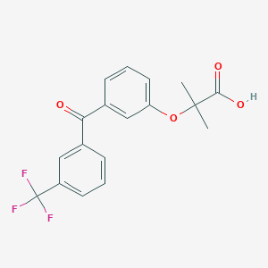 molecular formula C18H15F3O4 B14514504 2-Methyl-2-{3-[3-(trifluoromethyl)benzoyl]phenoxy}propanoic acid CAS No. 62809-86-3