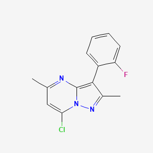 molecular formula C14H11ClFN3 B1451519 7-Chloro-3-(2-fluorophenyl)-2,5-dimethylpyrazolo[1,5-a]pyrimidine CAS No. 1204298-01-0
