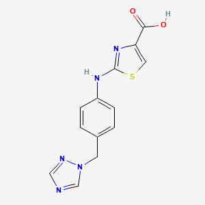 molecular formula C13H11N5O2S B1451531 2-{[4-(1H-1,2,4-triazol-1-ylmethyl)phenyl]amino}-1,3-thiazole-4-carboxylic acid CAS No. 1189749-59-4