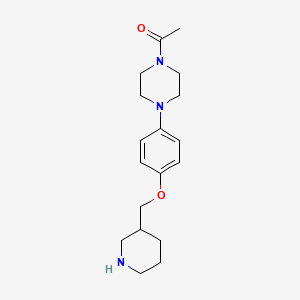 molecular formula C18H27N3O2 B1451543 1-{4-[4-(3-哌啶基甲氧基)苯基]-1-哌嗪基}-1-乙酮 CAS No. 946758-35-6
