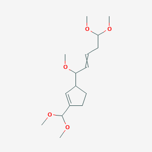 molecular formula C16H28O5 B14515523 1-(Dimethoxymethyl)-3-(1,5,5-trimethoxypent-2-en-1-yl)cyclopent-1-ene CAS No. 62519-36-2