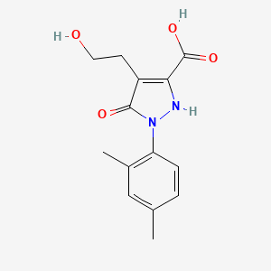 molecular formula C14H16N2O4 B1451557 1-(2,4-dimethylphenyl)-4-(2-hydroxyethyl)-5-oxo-2,5-dihydro-1H-pyrazole-3-carboxylic acid CAS No. 1204297-67-5