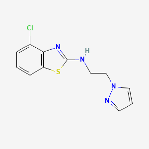 molecular formula C12H11ClN4S B1451561 4-chloro-N-[2-(1H-pyrazol-1-yl)ethyl]-1,3-benzothiazol-2-amine CAS No. 1177299-27-2
