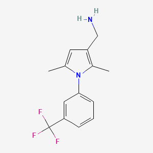 molecular formula C14H15F3N2 B1451580 ((2,5-Dimethyl-1-[3-(trifluoromethyl)phenyl]-1H-pyrrol-3-YL)methyl)amine CAS No. 1177333-44-6
