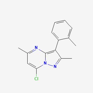 molecular formula C15H14ClN3 B1451605 7-Chloro-2,5-dimethyl-3-(2-methylphenyl)pyrazolo[1,5-a]pyrimidine CAS No. 1204296-64-9