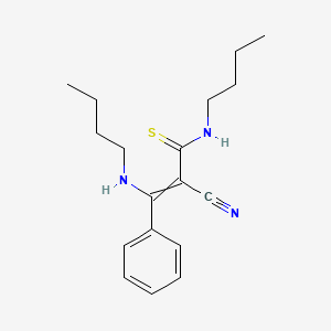 molecular formula C18H25N3S B14516076 N-Butyl-3-(butylamino)-2-cyano-3-phenylprop-2-enethioamide CAS No. 63410-11-7