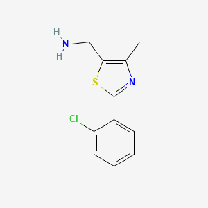 molecular formula C11H11ClN2S B1451656 {[2-(2-氯苯基)-4-甲基-1,3-噻唑-5-基]甲基}胺 CAS No. 1082119-61-6