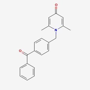 molecular formula C21H19NO2 B14516755 1-[(4-Benzoylphenyl)methyl]-2,6-dimethylpyridin-4(1H)-one CAS No. 62435-05-6