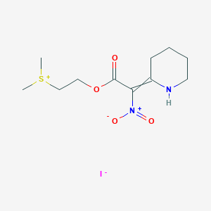 Dimethyl(2-{[nitro(piperidin-2-ylidene)acetyl]oxy}ethyl)sulfanium iodide