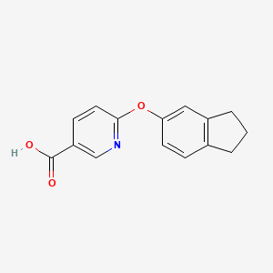 molecular formula C15H13NO3 B1451732 6-(2,3-二氢-1H-茚-5-氧基)烟酸 CAS No. 1042778-06-2