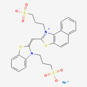 molecular formula C25H23N2NaO6S4 B14517341 Naphtho(1,2-d)thiazolium, 1-(3-sulfopropyl)-2-((3-(3-sulfopropyl)-2(3H)-benzothiazolylidene)methyl)-, inner salt, sodium salt CAS No. 63149-36-0