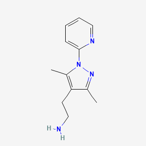 molecular formula C12H16N4 B1451758 2-(3,5-dimethyl-1-(pyridin-2-yl)-1H-pyrazol-4-yl)ethan-1-amine CAS No. 1177355-64-4