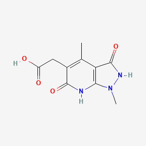 molecular formula C10H11N3O4 B1451763 2-{1,4-dimethyl-3,6-dioxo-1H,2H,3H,6H,7H-pyrazolo[3,4-b]pyridin-5-yl}acetic acid CAS No. 1087784-33-5