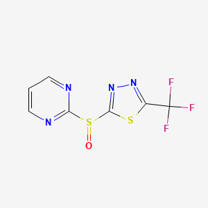 molecular formula C7H3F3N4OS2 B14517632 2-[5-(Trifluoromethyl)-1,3,4-thiadiazole-2-sulfinyl]pyrimidine CAS No. 62616-64-2