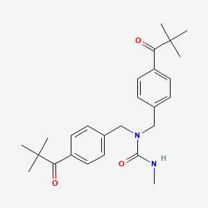 molecular formula C26H34N2O3 B14517643 N,N-Bis{[4-(2,2-dimethylpropanoyl)phenyl]methyl}-N'-methylurea CAS No. 62808-87-1