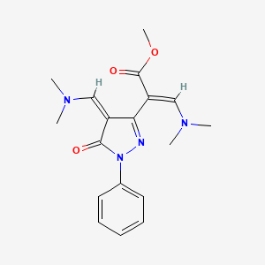 molecular formula C18H22N4O3 B1451770 甲基(2E)-3-(二甲基氨基)-2-{(4Z)-4-[(二甲基氨基)亚甲基]-5-氧代-1-苯基-4,5-二氢-1H-吡唑-3-基}丙烯酸酯 CAS No. 1152430-03-9