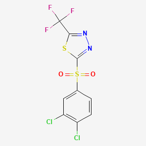 molecular formula C9H3Cl2F3N2O2S2 B14517754 2-(3,4-Dichlorobenzene-1-sulfonyl)-5-(trifluoromethyl)-1,3,4-thiadiazole CAS No. 62617-11-2