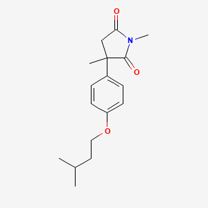 molecular formula C17H23NO3 B14517768 2,5-Pyrrolidinedione, 1,3-dimethyl-3-[4-(3-methylbutoxy)phenyl]- CAS No. 62582-41-6