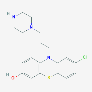 molecular formula C19H22ClN3OS B14517778 8-Chloro-10-[3-(piperazin-1-YL)propyl]-10H-phenothiazin-3-OL CAS No. 62835-68-1