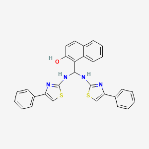 molecular formula C29H22N4OS2 B14517999 2-Naphthalenol, 1-[bis[(4-phenyl-2-thiazolyl)amino]methyl]- CAS No. 62684-39-3