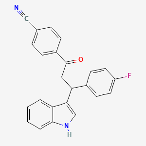 4-[3-(4-Fluorophenyl)-3-(1H-indol-3-yl)propanoyl]benzonitrile