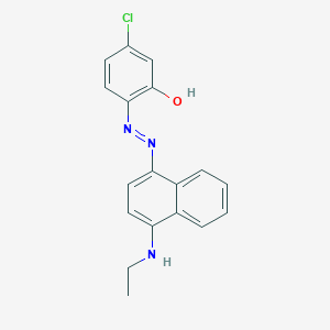 molecular formula C18H16ClN3O B14518088 3-Chloro-6-{2-[4-(ethylamino)naphthalen-1-yl]hydrazinylidene}cyclohexa-2,4-dien-1-one CAS No. 62771-09-9