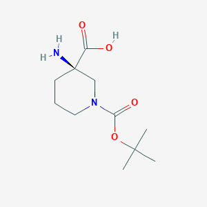 molecular formula C11H20N2O4 B1451814 (R)-3-Amino-1-(tert-butoxycarbonyl)piperidine-3-carboxylic acid CAS No. 862372-86-9
