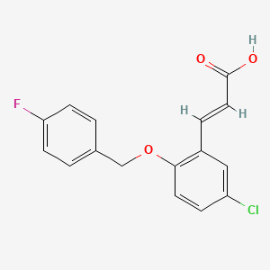 molecular formula C16H12ClFO3 B1451825 3-{5-Chloro-2-[(4-fluorophenyl)methoxy]phenyl}prop-2-enoic acid CAS No. 938278-28-5
