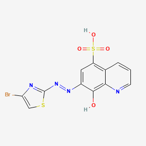 molecular formula C12H7BrN4O4S2 B14518669 7-[2-(4-Bromo-1,3-thiazol-2-yl)hydrazinylidene]-8-oxo-7,8-dihydroquinoline-5-sulfonic acid CAS No. 63148-07-2