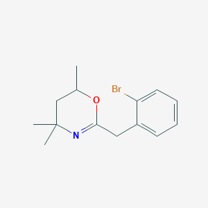 molecular formula C14H18BrNO B14518716 2-[(2-Bromophenyl)methyl]-4,4,6-trimethyl-5,6-dihydro-4H-1,3-oxazine CAS No. 62746-62-7