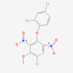 molecular formula C13H7Cl3N2O6 B14518782 1-Chloro-4-(2,4-dichlorophenoxy)-2-methoxy-3,5-dinitrobenzene CAS No. 62530-13-6