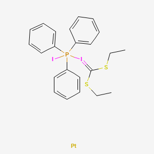 [Bis(ethylsulfanyl)methylidene-lambda3-iodanyl]-iodo-triphenyl-lambda5-phosphane;platinum