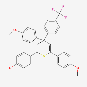 molecular formula C33H27F3O3S B14518790 2,4,6-Tris(4-methoxyphenyl)-4-[4-(trifluoromethyl)phenyl]-4H-thiopyran CAS No. 63072-28-6