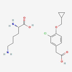 Acetic acid, 2-(3-chloro-4-(cyclopropylmethoxy)phenyl)-, lysine salt (D,L)