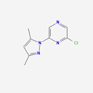 molecular formula C9H9ClN4 B1451886 2-氯-6-(3,5-二甲基-1H-吡唑-1-基)吡嗪 CAS No. 1133082-92-4