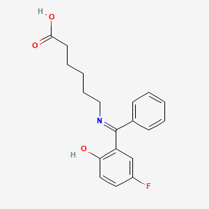 6-{[(3-Fluoro-6-oxocyclohexa-2,4-dien-1-ylidene)(phenyl)methyl]amino}hexanoic acid