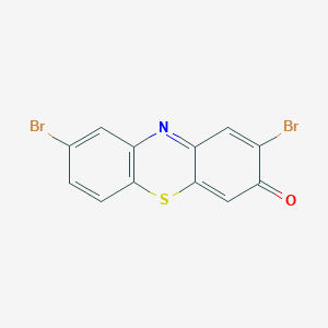 molecular formula C12H5Br2NOS B14519035 2,8-Dibromo-3H-phenothiazin-3-one CAS No. 62721-40-8