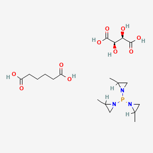 molecular formula C19H34N3O10P B14519126 (2R,3R)-2,3-dihydroxybutanedioic acid;hexanedioic acid;tris(2-methylaziridin-1-yl)phosphane CAS No. 62942-09-0