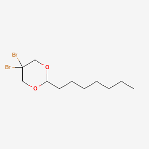 molecular formula C11H20Br2O2 B14519223 5,5-Dibromo-2-heptyl-1,3-dioxane CAS No. 62787-10-4