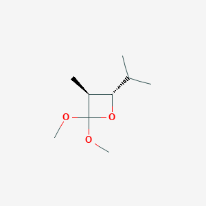 molecular formula C9H18O3 B14519370 (3S,4S)-2,2-Dimethoxy-3-methyl-4-(propan-2-yl)oxetane CAS No. 62841-91-2