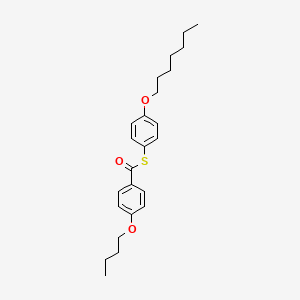 molecular formula C24H32O3S B14519694 S-[4-(Heptyloxy)phenyl] 4-butoxybenzene-1-carbothioate CAS No. 62554-38-5