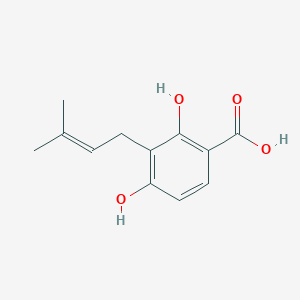 molecular formula C12H14O4 B14519709 2,4-Dihydroxy-3-(3-methylbut-2-en-1-yl)benzoic acid CAS No. 62499-08-5