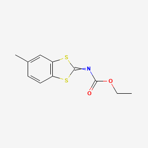 molecular formula C11H11NO2S2 B14519732 Ethyl (5-methyl-2H-1,3-benzodithiol-2-ylidene)carbamate CAS No. 62538-71-0