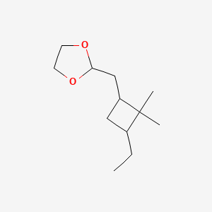 molecular formula C12H22O2 B14519827 2-[(3-Ethyl-2,2-dimethylcyclobutyl)methyl]-1,3-dioxolane CAS No. 62603-49-0