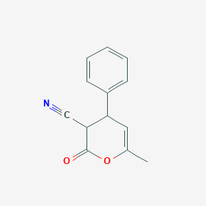 molecular formula C13H11NO2 B14519895 6-Methyl-2-oxo-4-phenyl-3,4-dihydro-2H-pyran-3-carbonitrile CAS No. 62559-04-0