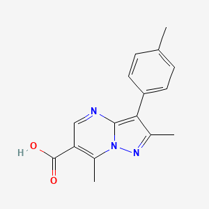 molecular formula C16H15N3O2 B1451992 2,7-Dimethyl-3-(4-methylphenyl)pyrazolo[1,5-a]pyrimidine-6-carboxylic acid CAS No. 1204296-76-3